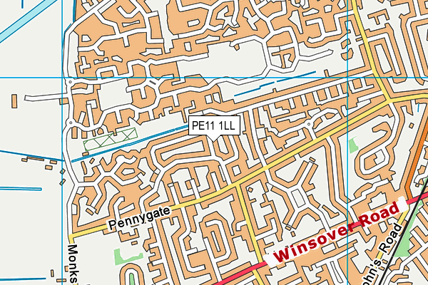 PE11 1LL map - OS VectorMap District (Ordnance Survey)