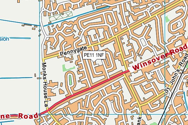 PE11 1NF map - OS VectorMap District (Ordnance Survey)