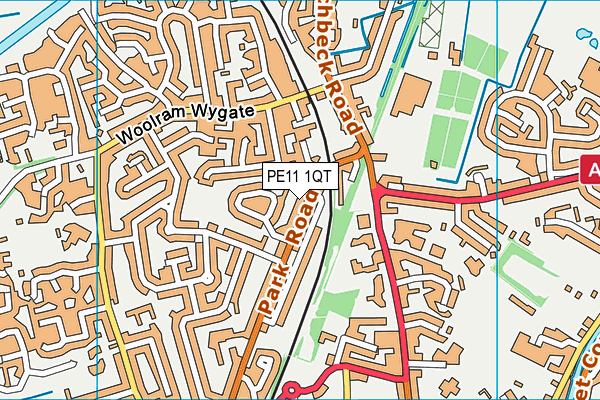 PE11 1QT map - OS VectorMap District (Ordnance Survey)