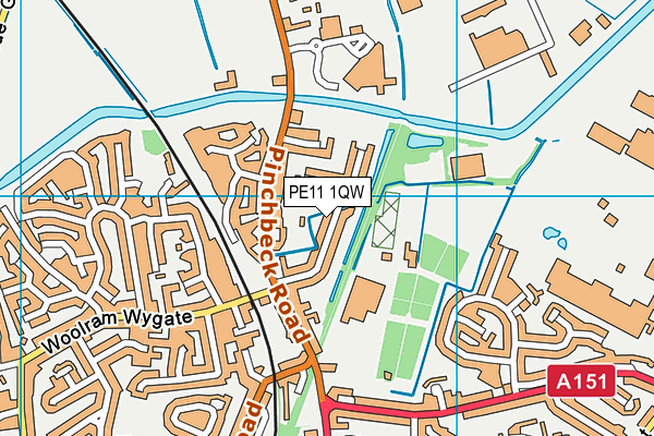 PE11 1QW map - OS VectorMap District (Ordnance Survey)