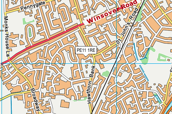 PE11 1RE map - OS VectorMap District (Ordnance Survey)