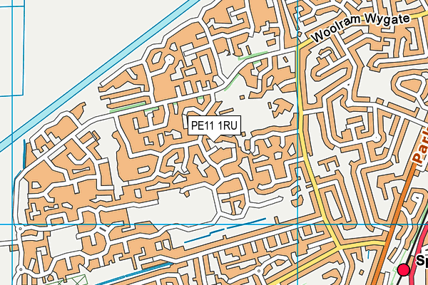 PE11 1RU map - OS VectorMap District (Ordnance Survey)