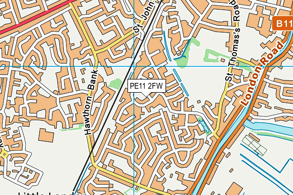 PE11 2FW map - OS VectorMap District (Ordnance Survey)