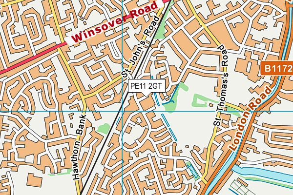 PE11 2GT map - OS VectorMap District (Ordnance Survey)