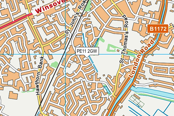 PE11 2GW map - OS VectorMap District (Ordnance Survey)