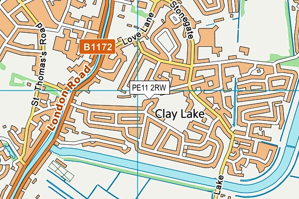 PE11 2RW map - OS VectorMap District (Ordnance Survey)