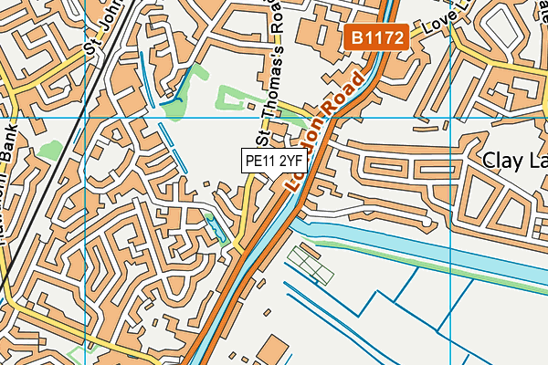 PE11 2YF map - OS VectorMap District (Ordnance Survey)