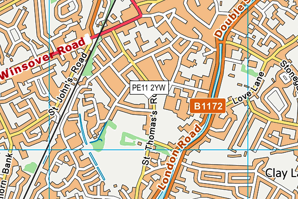 PE11 2YW map - OS VectorMap District (Ordnance Survey)