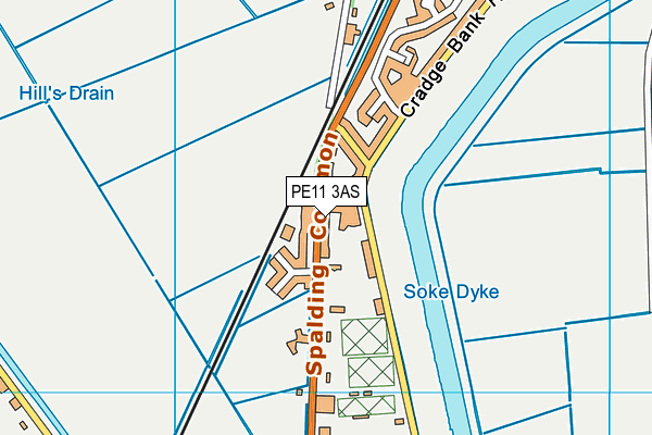 PE11 3AS map - OS VectorMap District (Ordnance Survey)