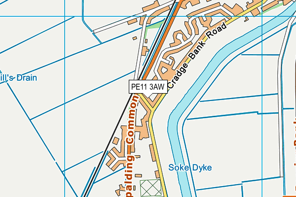 PE11 3AW map - OS VectorMap District (Ordnance Survey)
