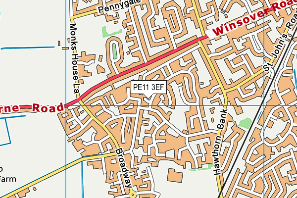PE11 3EF map - OS VectorMap District (Ordnance Survey)