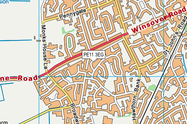 PE11 3EG map - OS VectorMap District (Ordnance Survey)