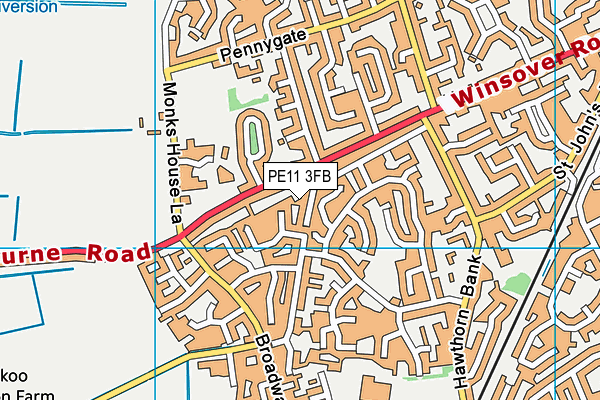 PE11 3FB map - OS VectorMap District (Ordnance Survey)