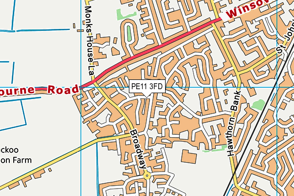 PE11 3FD map - OS VectorMap District (Ordnance Survey)