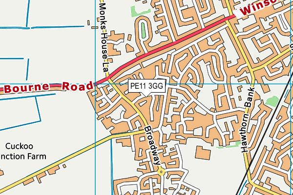 PE11 3GG map - OS VectorMap District (Ordnance Survey)
