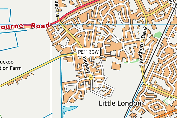 PE11 3GW map - OS VectorMap District (Ordnance Survey)