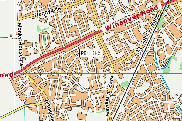 PE11 3HX map - OS VectorMap District (Ordnance Survey)