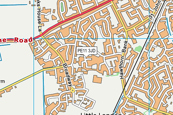 PE11 3JD map - OS VectorMap District (Ordnance Survey)