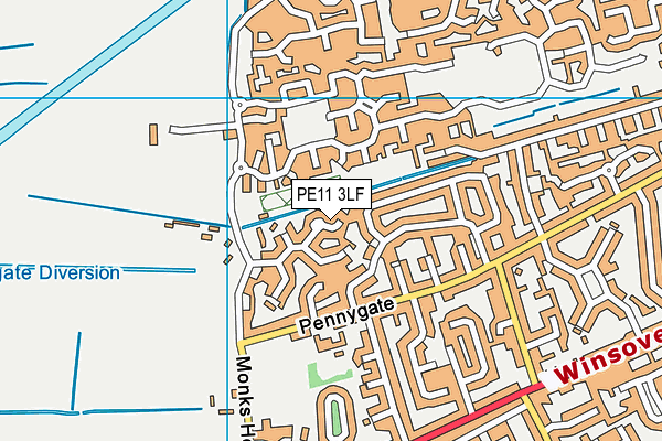 PE11 3LF map - OS VectorMap District (Ordnance Survey)