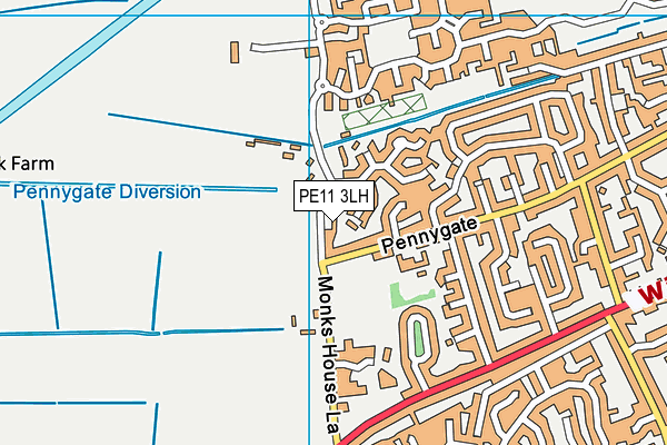 Monks House Playing Field map (PE11 3LH) - OS VectorMap District (Ordnance Survey)