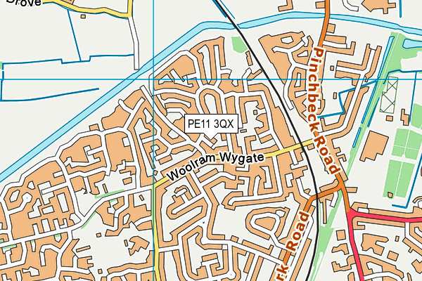 PE11 3QX map - OS VectorMap District (Ordnance Survey)