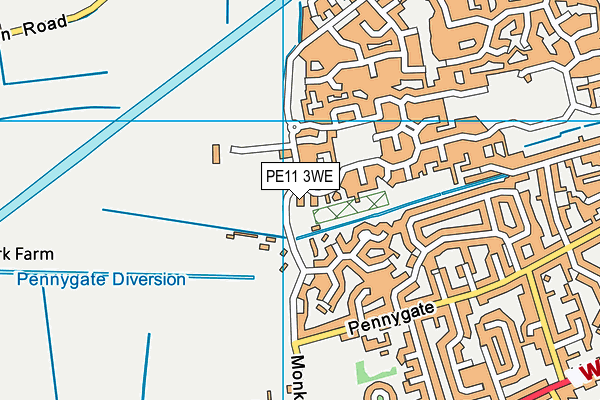 PE11 3WE map - OS VectorMap District (Ordnance Survey)