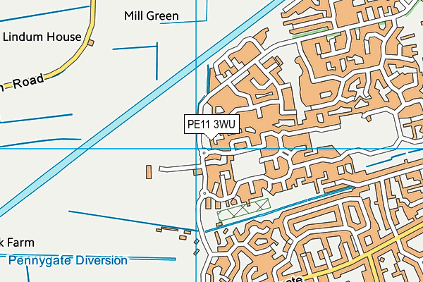 PE11 3WU map - OS VectorMap District (Ordnance Survey)