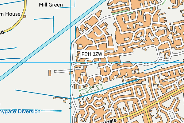 PE11 3ZW map - OS VectorMap District (Ordnance Survey)