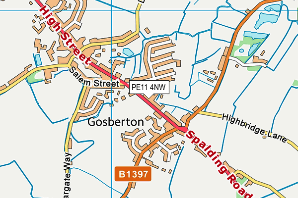 Gosberton Academy map (PE11 4NW) - OS VectorMap District (Ordnance Survey)