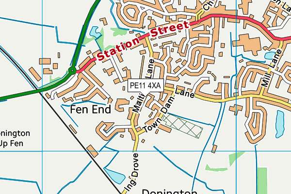 PE11 4XA map - OS VectorMap District (Ordnance Survey)