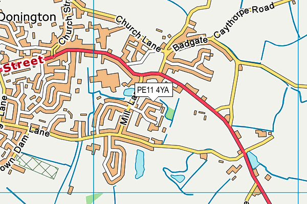 PE11 4YA map - OS VectorMap District (Ordnance Survey)