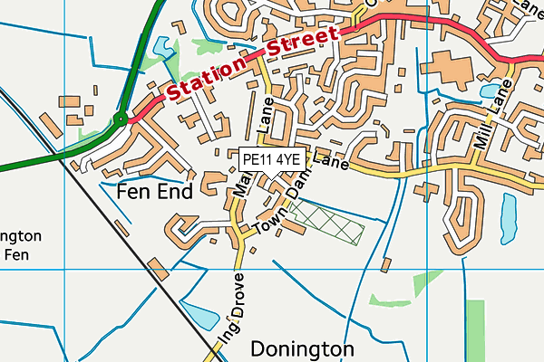PE11 4YE map - OS VectorMap District (Ordnance Survey)