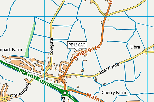 PE12 0AG map - OS VectorMap District (Ordnance Survey)