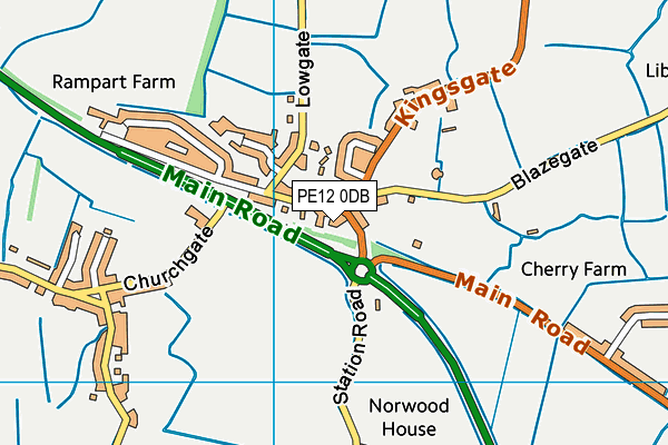 PE12 0DB map - OS VectorMap District (Ordnance Survey)