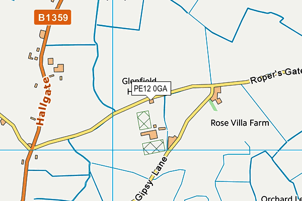 PE12 0GA map - OS VectorMap District (Ordnance Survey)