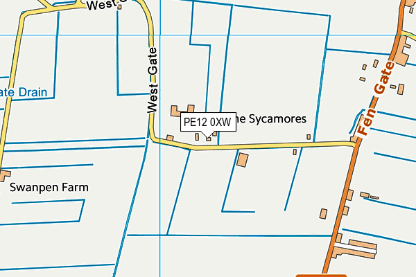 PE12 0XW map - OS VectorMap District (Ordnance Survey)