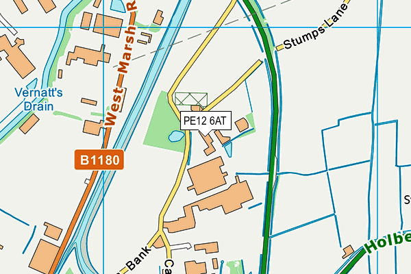 PE12 6AT map - OS VectorMap District (Ordnance Survey)