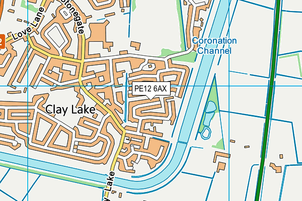PE12 6AX map - OS VectorMap District (Ordnance Survey)