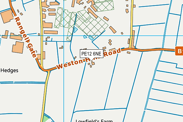 PE12 6NE map - OS VectorMap District (Ordnance Survey)