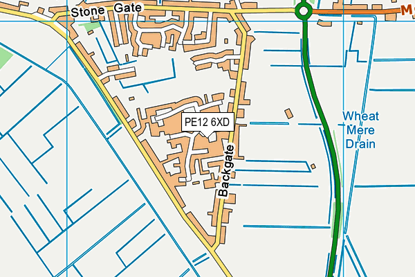 PE12 6XD map - OS VectorMap District (Ordnance Survey)