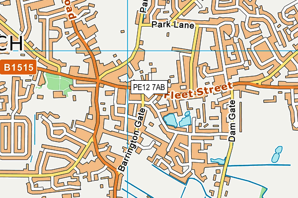 PE12 7AB map - OS VectorMap District (Ordnance Survey)