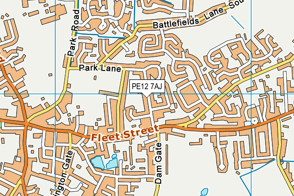 PE12 7AJ map - OS VectorMap District (Ordnance Survey)