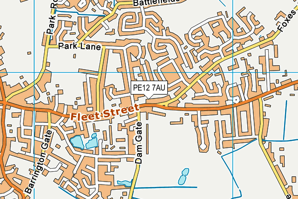 PE12 7AU map - OS VectorMap District (Ordnance Survey)