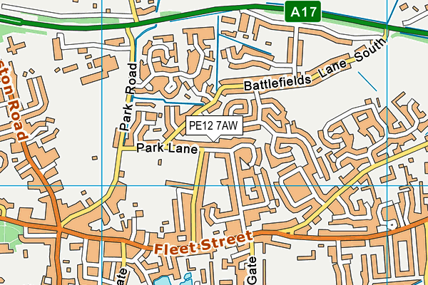 PE12 7AW map - OS VectorMap District (Ordnance Survey)