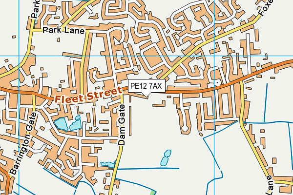 PE12 7AX map - OS VectorMap District (Ordnance Survey)