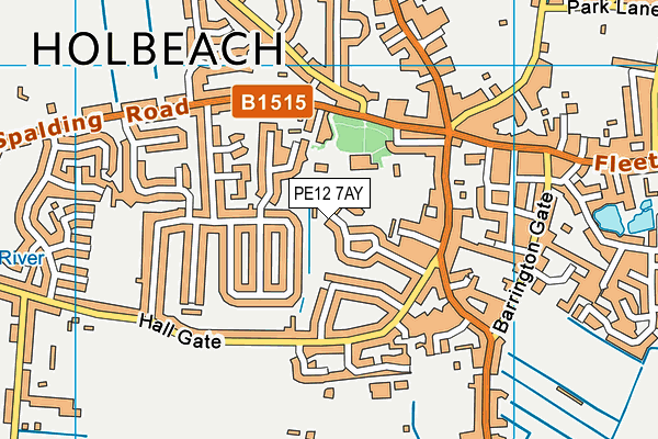 PE12 7AY map - OS VectorMap District (Ordnance Survey)