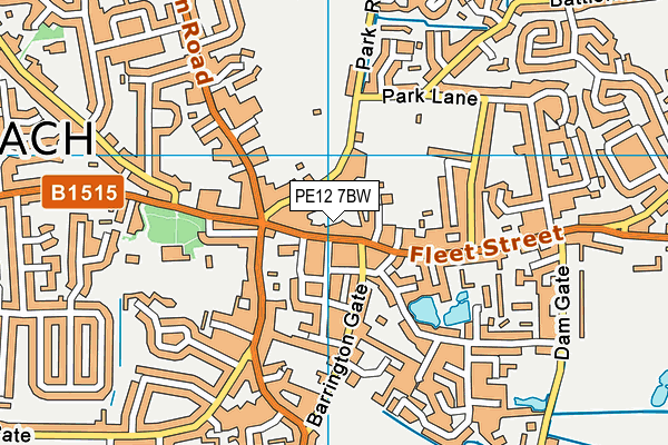 PE12 7BW map - OS VectorMap District (Ordnance Survey)