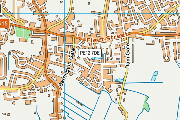 PE12 7DE map - OS VectorMap District (Ordnance Survey)