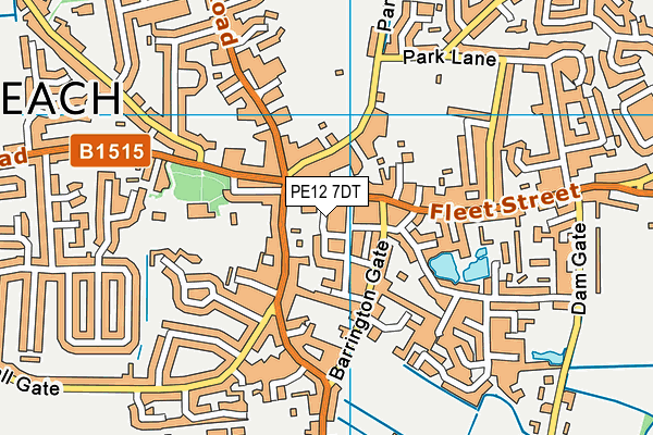 PE12 7DT map - OS VectorMap District (Ordnance Survey)