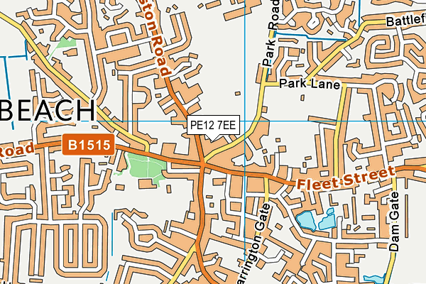 PE12 7EE map - OS VectorMap District (Ordnance Survey)